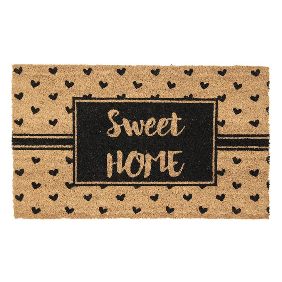 Fußmatte SWEET HOME natur schwarz Herz Schrift Kokosfaser PVC 75x45cm Türmatte - Bild 1 von 1