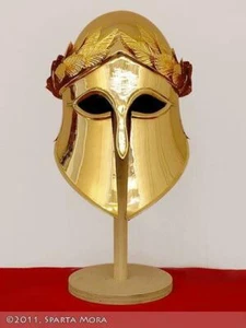 18ga Brass Sca Larp Medieval Greek Corinthian Helmet Knight Sparta Mora Helmet - Picture 1 of 2