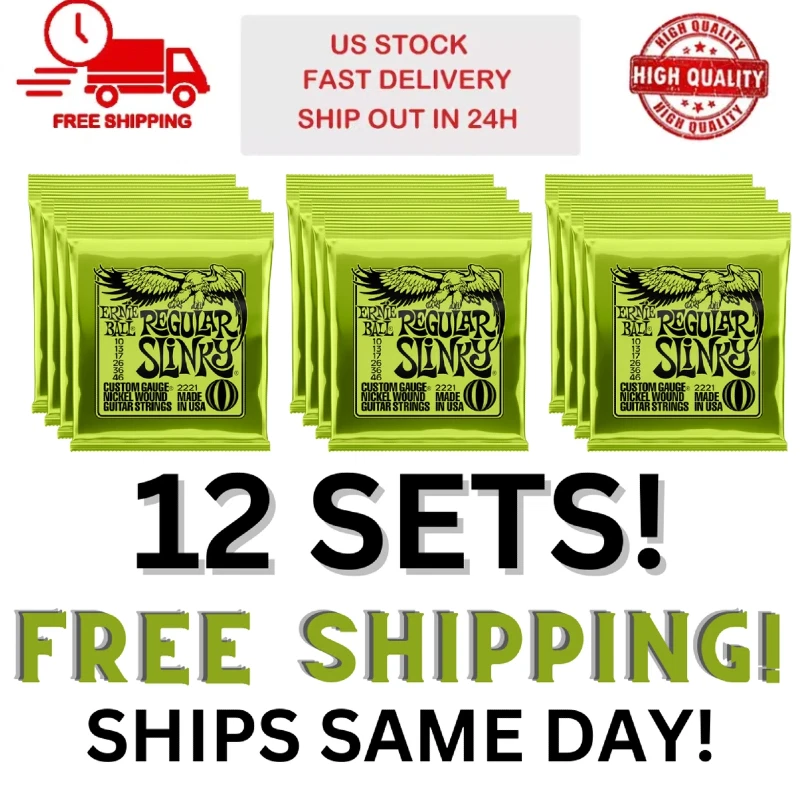 12 Pack Ernie Ball 2221 Nickel Regular Slinky Electric Guitar Strings - Image 1 of 4