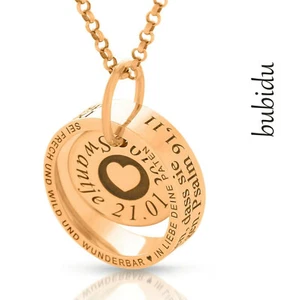 Taufring Spruchkette Taufschmuck rosé vergoldet Herz Kette Namensschmuck - Bild 1 von 4
