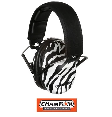 Orejeras de protección auditiva Champion Range & Target con estampado de cebra. NRR 21 decibelios Foto 1 de 4