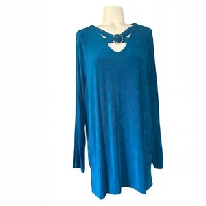 Chico's Travelers Hardware Twist blau Langarm Tunika 3 16 XL - Bild 1 von 13
