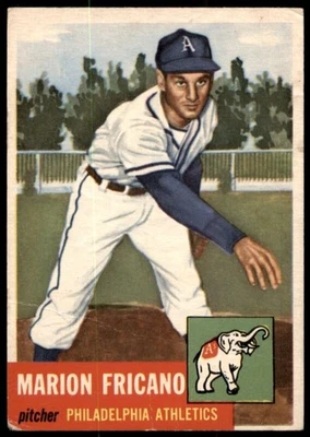1953 TOPPS MARION FRICANO 199 POOR BASEBALL PHILADELPHIA ATHLETICS - Image 1 of 2