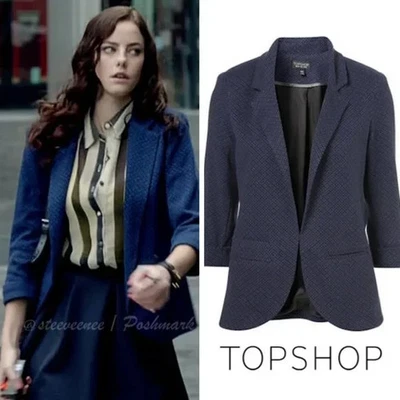 Blazer Topshop Petite Azul Geo Ponte US4 UK8 ASO Effy Stonem Foto 1 de 4