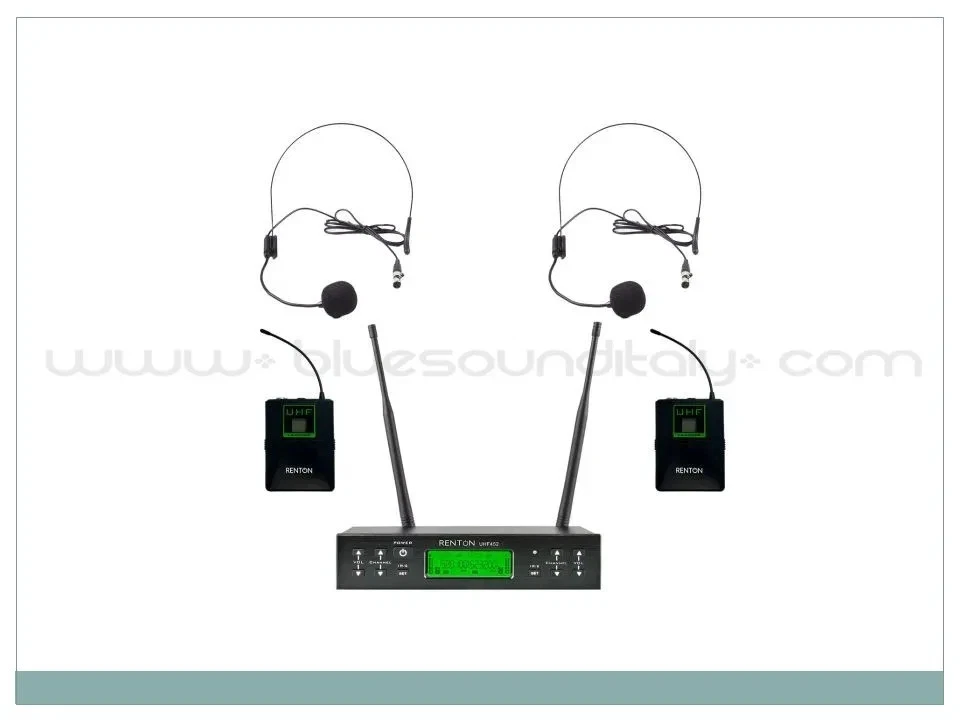 Renton UHF452BP doppio radiomicrofono ad archetto sistema 2 bodypack e archetto - Immagine 1 di 1