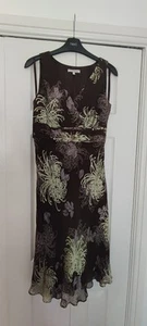 Ladies Stunning John Rocha Fit And Flare Lined Dress Size 8 In Brown And Green - Picture 1 of 6