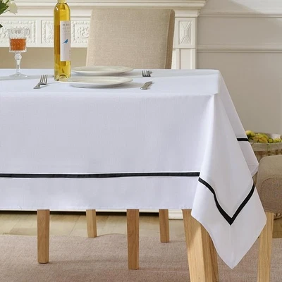 Heavy Duty Fabric Tablecloth with Black Border-Waterproof/Wrinkle Free/Stain ... - Image 1 of 4