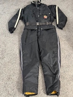 Traje de moto de nieve Stearns vintage talla S negro de una pieza a rayas aislado esquí Foto 1 de 4