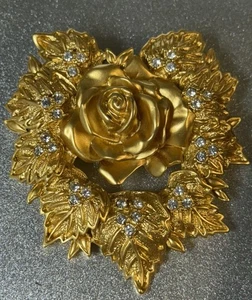 Nuevo Broche Vintage Elizabeth Taylor Para Avon Flor Cristal Tono Dorado CJ-M-4 - Imagen 1 de 4