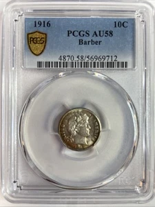 1916 10C Barber Dime PCGS AU58 - Picture 1 of 4