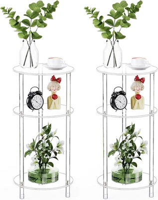 Clear round Acrylic Side Table Set of 2 for Small Spaces, 11.81" L X 11.81" W X - Image 1 of 4