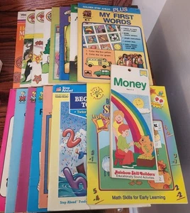 Vintage kids educational books reading math spelling games workbook lot Of 16 - Picture 1 of 2