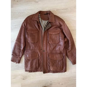 Trench corto bomber Ziedler & Zeidler uomo oversize piccolo pelle marrone - Foto 1 di 10