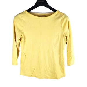 Charter Club Shirt Medium 100% Pima Cotton 3/4 Length Sleeve Lemon Yellow Preppy - Picture 1 of 11