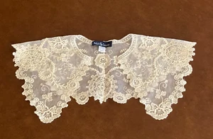 Ralph Lauren 100% Cotton Ecru White Floral Lace Collar - Picture 1 of 14