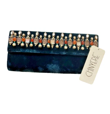 Teal 串珠手拿包 全新带标签 Chinyere 正式礼服配件 适用于舞会婚礼 — 第 1/4 张图片