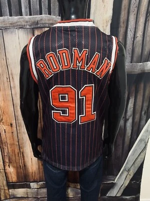 Camiseta Dennis Rodman Chicago Bulls Negra y Roja Años 90 Nike #91 Talla 44 Pequeña Foto 1 de 4