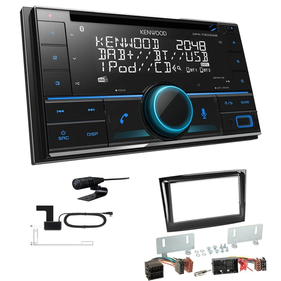 Kenwood DPX-7300DAB Autoradio Bluetooth DAB für Fiat Doblo ab 2015 piano black