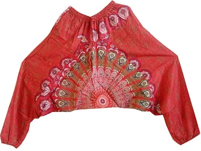 Pantalones Harén Algodón Carmesí Mandala Estampado Yoga Mediación Aladdin Pantalón L-37" Foto 1 de 2