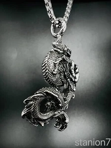 Magischer Drache Anhänger Edelstahl Halskette Stern Zeichen Fashion Biker 319A - Bild 1 von 5
