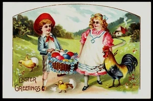 Early 1900s EASTER GREETINGS Embossed Postcard - Picture 1 of 2