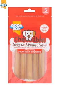 GOOD BOY CHEWABLES PEANUT BUTTER & VEG STICKS DOG PUPPY LOW FAT CHEWY TREAT 100G - Picture 1 of 7