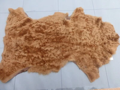 sheepskin shearling leather hide Whiskey Brown Wavy hair w/Mottled Brown back - Image 1 of 4