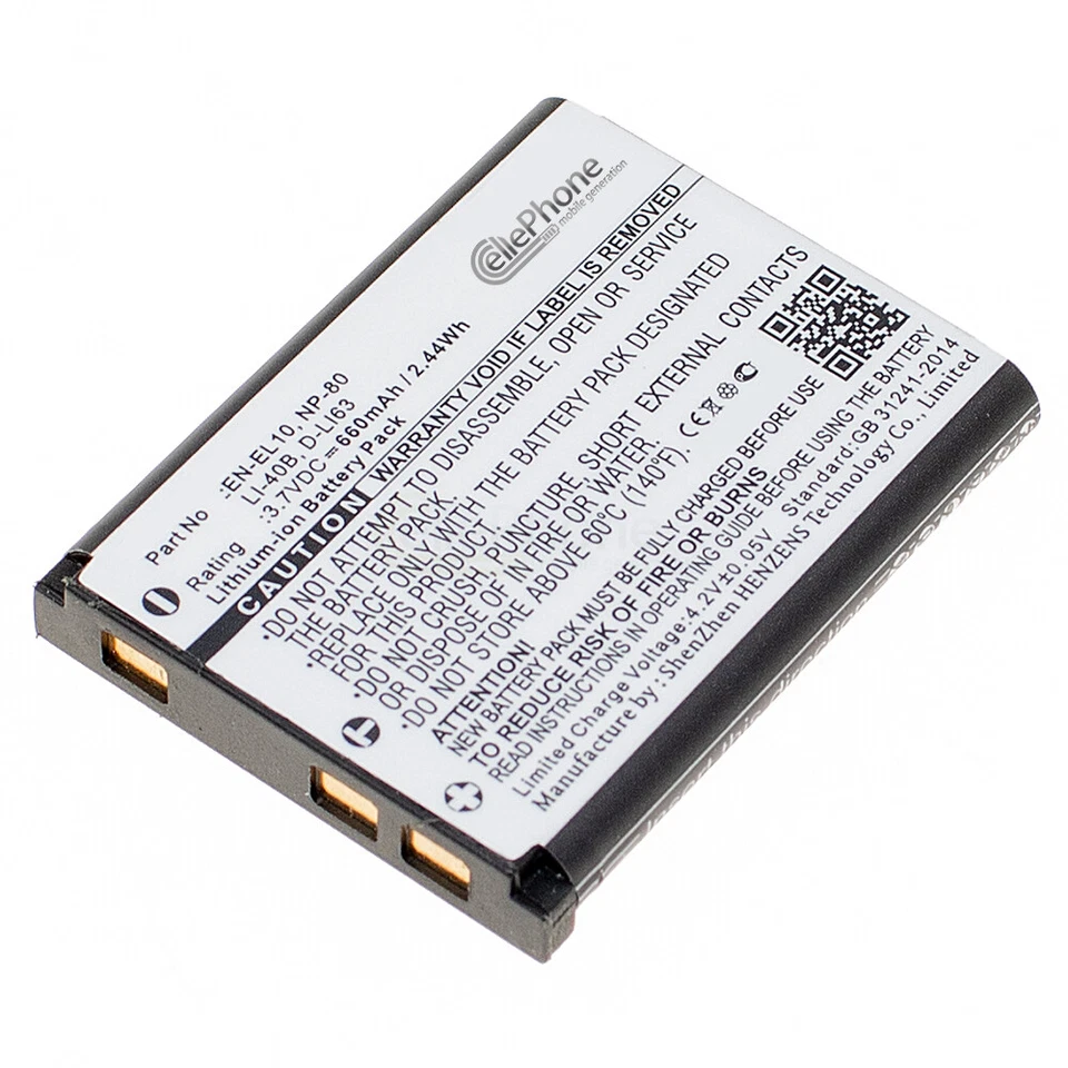 Akku Li-Ion für Casio NP-80 NP80 Exilim EX-H5 EX-H50 EX-Z1 EX-Z2 EX-Z16 EX-Z20 - Bild 1 von 1