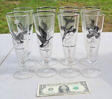 Set of 8 Pilsner Glasses Sportsman FEDERAL GLASS-Grouse-Pheasant-Goose-Canvasbac