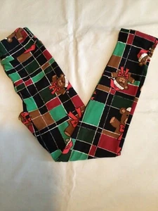 LuLaRoe Kid’s Holiday Santa Bear Leggings L/XL Ships Quickly! - Picture 1 of 1
