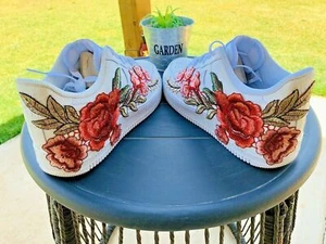 Nike Air Force 1 Custom Embroidery Floral White Shoes Rose Red Long Mens Womens  - Picture 1 of 9