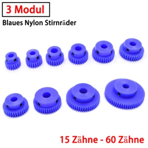 1 Modul 15-60 Zähne Nylon Zahnrad Stirnräder Mit Schritt Kunststoff Zahnräder - Picture 1 of 9