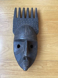 Masque artisanal africain bambara n'tomo tribal primitif bois sculpté - Photo 1/8