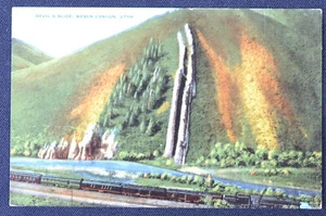 Tarjeta postal PC Train at Devil's Slide Weber Canyon Utah UT principios de 1930 E C Kropp  - Imagen 1 de 1