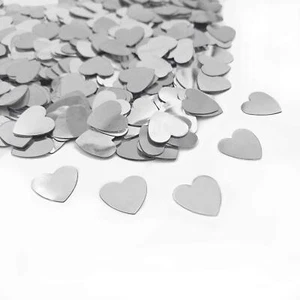 Silver Heart Confetti Valentine's Day Metallic Foil Wedding Birthday Party - Picture 1 of 6