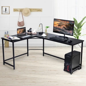 L Shape Computer Desk PC Laptop Corner Desk Workstation Study Table Home Office - Picture 1 of 40