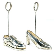 Vtg Godinger Desk Note Holders Silver Art Plated High Heel Loafer Oxfords Shoes 