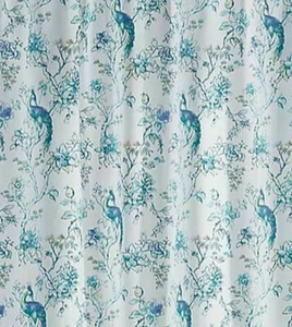 Peacock Shower Curtain 72x72 Fabric Cloth Modern Watercolor Teal Aqua Blue - Picture 1 of 10