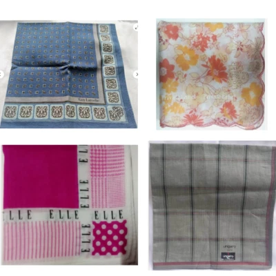 LOTE DE 4 LENÇOS VINTAGE LENÇO DE ALGODÃO LENÇO - Imagem 1 de 4