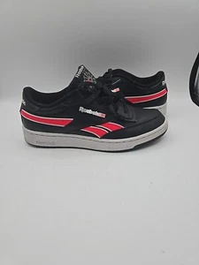REEBOK CLASSICS CLUB C REVENGE PLUS TRAINERS SHOES SNEAKERS BLACK RED LEATHER... - Picture 1 of 19