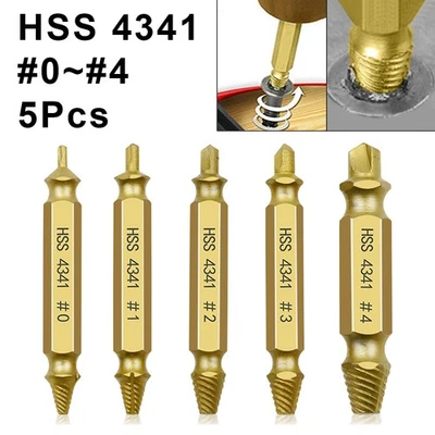 5PCS Broken Screw Extractor Remover Set Damaged Bolt Easy Out Stripped Drill Bit - Image 1 of 4