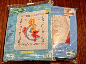 NOS VTG janlynn Sesame Street Stamped Cross Stitch Star Gazers Quilt Kit PLUS - Picture 1 of 5