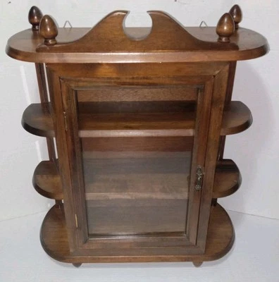 VINTAGE Solid Wood Stand Alone Or Wall Mount 23.5" Tall Curio Display Cabinet - Image 1 of 4