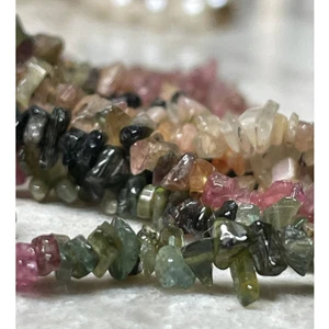 Lot MultiColor Tourmaline Nugget Beads Pink Green Black Brown Chips Multi Strand - Picture 1 of 10