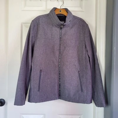 Dockers Smart 360 Tech Gray Zip-Up With Hoodie Soft Shell Jacket Pockets Large  - Image 1 of 4