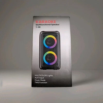 Bluetooth Speaker With 2 Microphones Portable Karaoke Machine T-08 - Image 1 of 2