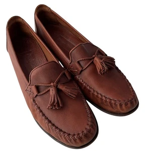 Cole Haan Loafer Shoes Brown Ferrah Leather Tassel Moc Toe Casual Women's 8.5 AA - Picture 1 of 14