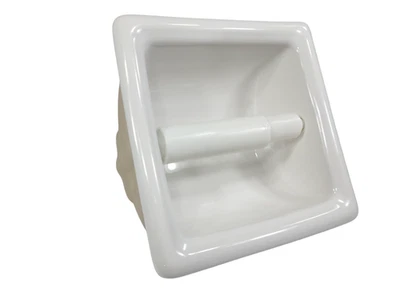 Recessed White Ceramic Tile TP Holder Toilet Paper Niche Mid Century Modern - Image 1 of 4