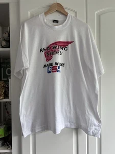 Vintage Red Wing Shoes (Boots) Made in USA White Single stitch T-Shirt XXL - Picture 1 of 6