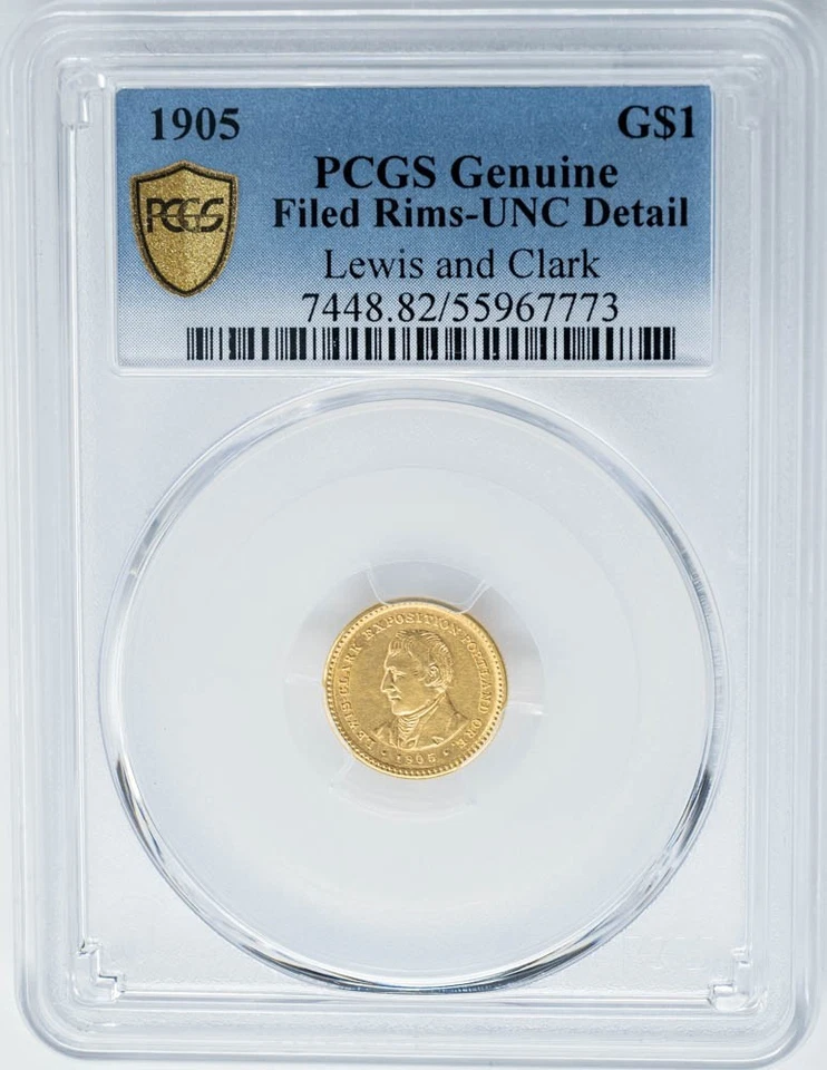 1905 $ Lewis & Clark Gold Dollar UNC Detail PCGS Genuine Secure 950506-14 - Image 1 of 3